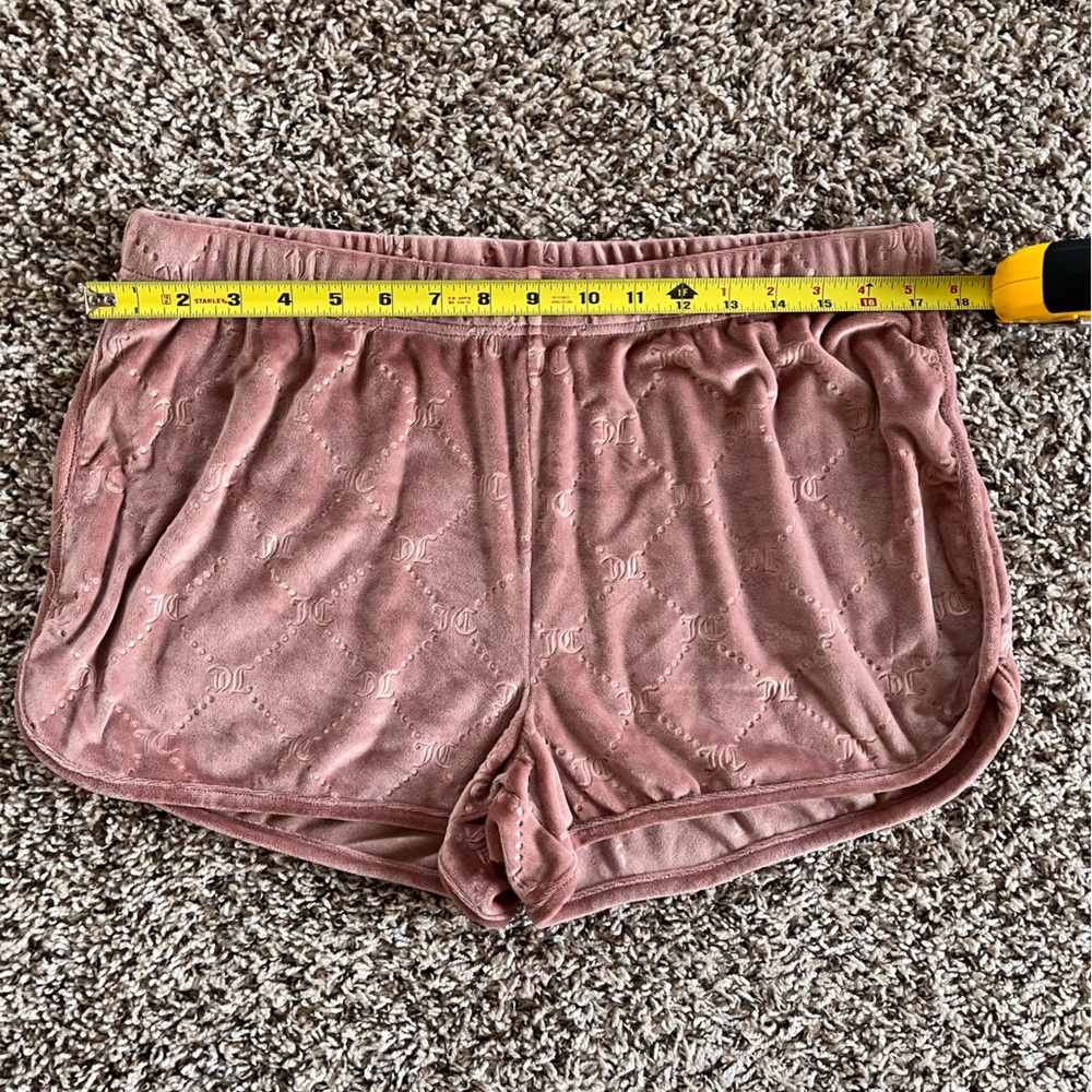 Juicy Couture Velour Sleep Shorts Pink Monogram Embossed XL Lounge Pajamas - Picture 2 of 6